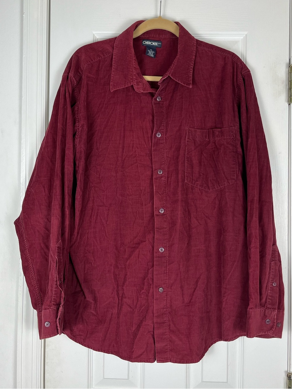 Cherokee Men’s Corduroy Button Up Shirt Sz XL Cotton Relaxed Fit 90’s/Y2K